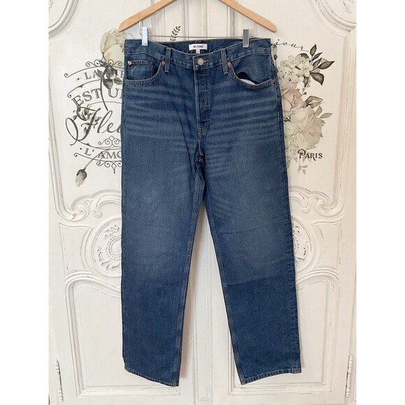 Re/Done Jeans Women's 34 Bay Fade Med Wash Straight Leg Button Front NWT - Picture 3 of 16